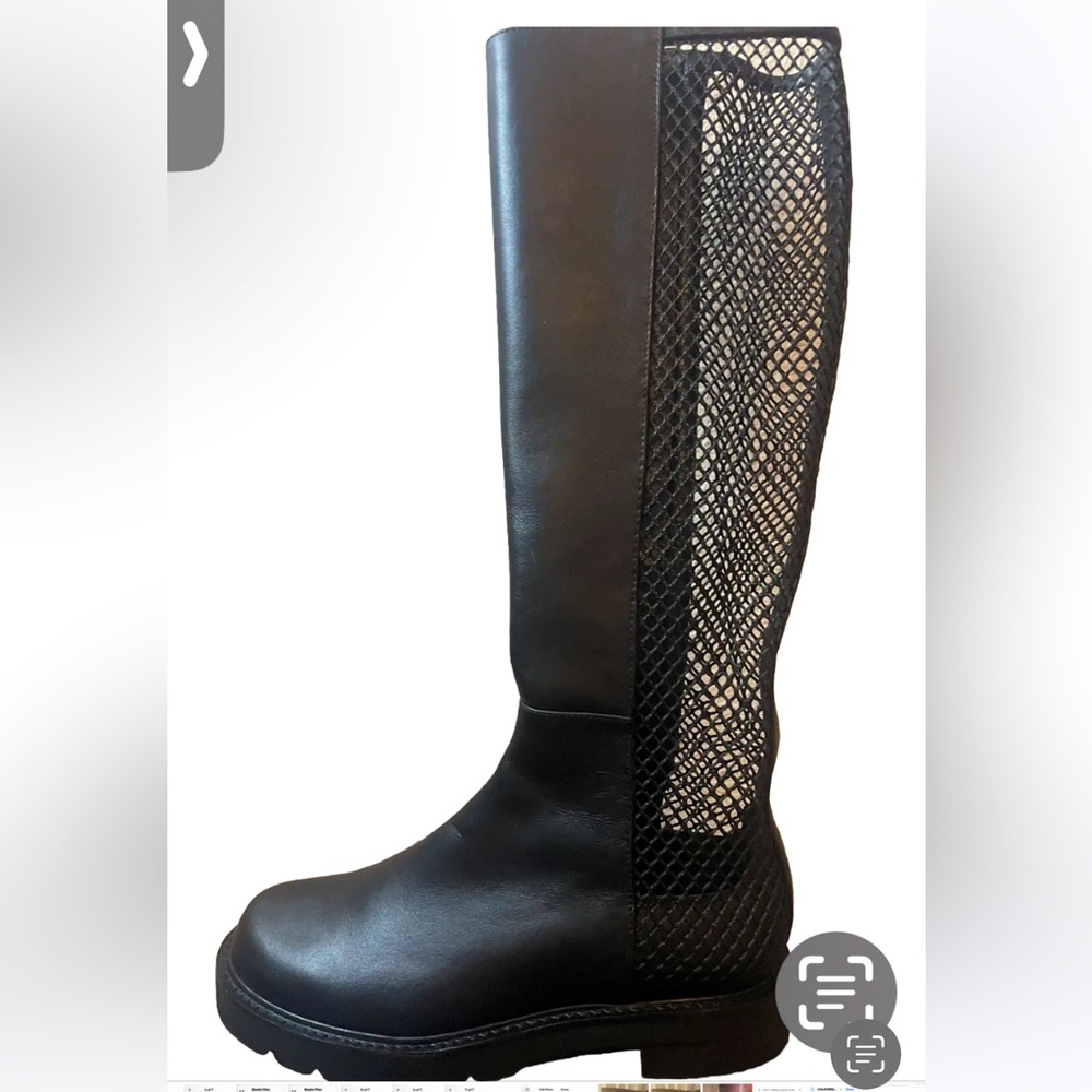 STUART WEITZMAN Neta Lift Boots Leather Knee High Black mesh Size 6